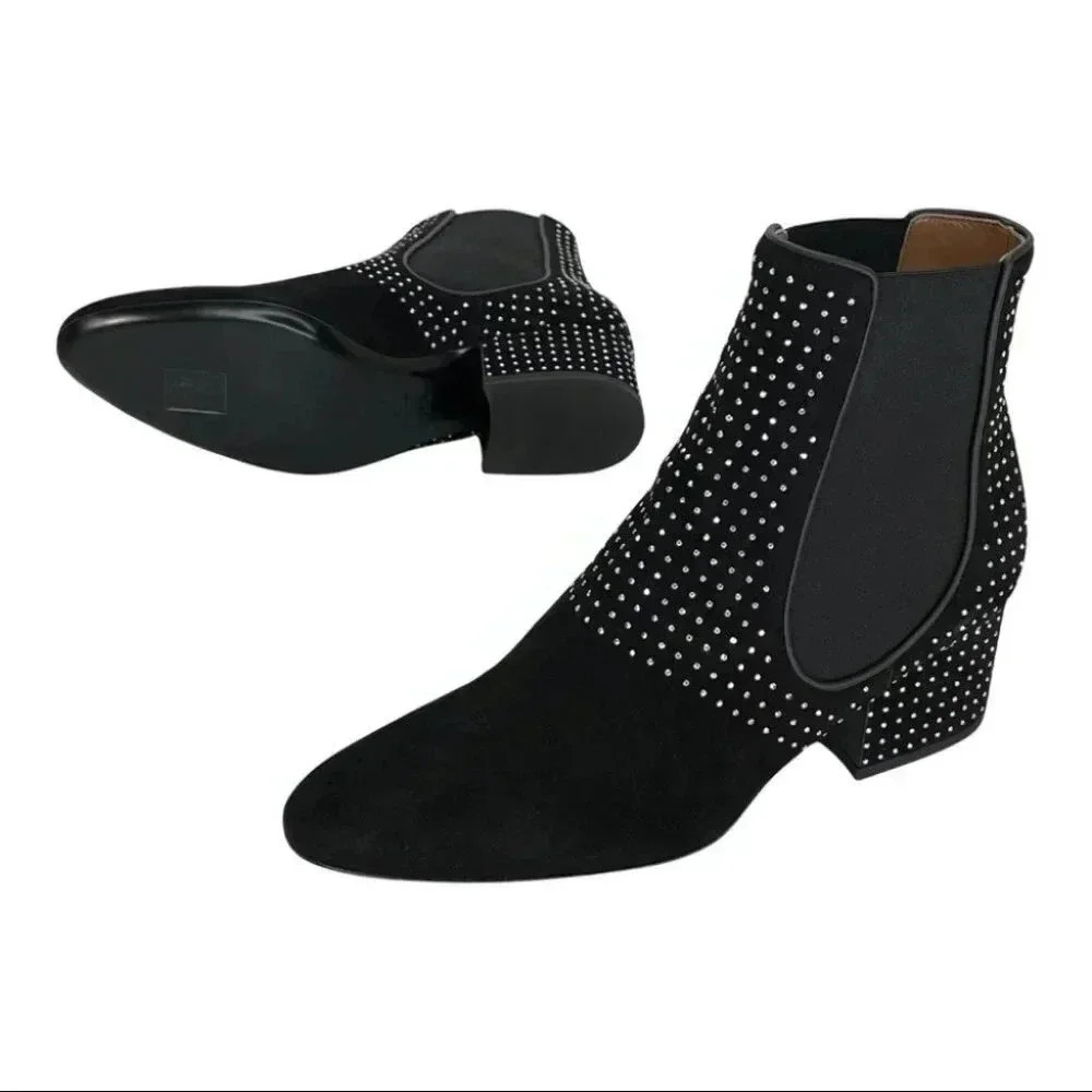 Laurence Dacade Rocco Black Suede Studded Womens Booties Size 7.5M EU 38.5 - Picture 16 of 16